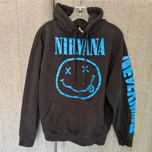 2000s Y2K 2016 Nirvana Nevermind Grunge Smile Face Rock Band Music Hoodie Large